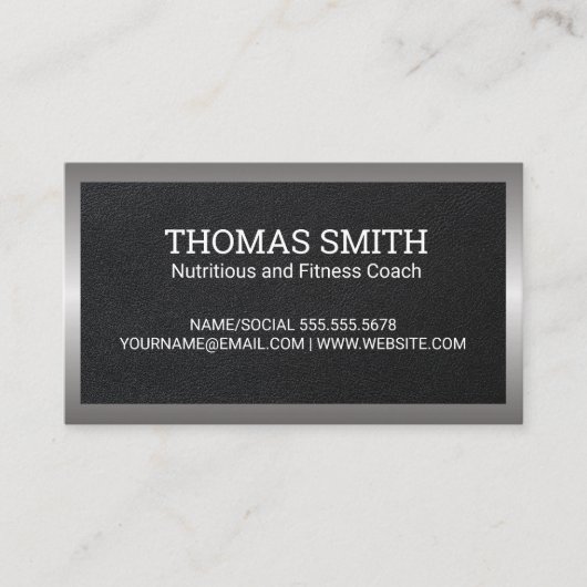 Ledertextiel | Metaalgrens Visitekaartje (Voorkant)