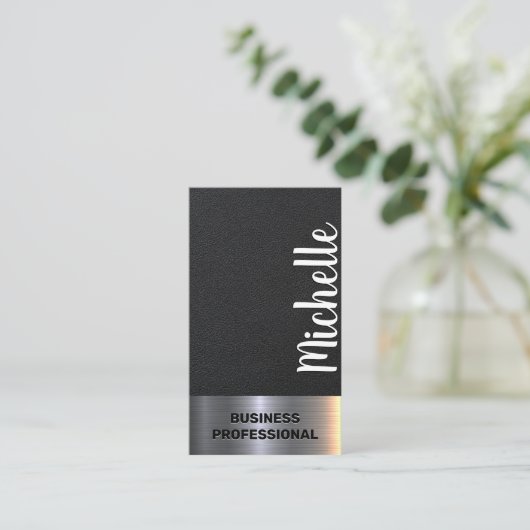 Ledertextiel | Metaalschijn Visitekaartje (Staand voorkant)