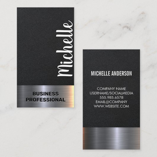 Ledertextiel | Metaalschijn Visitekaartje (Voorkant / Achterkant)