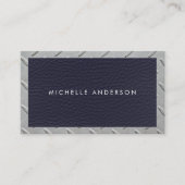 Ledertextiel | Metaalstalen grens Visitekaartje (Voorkant)