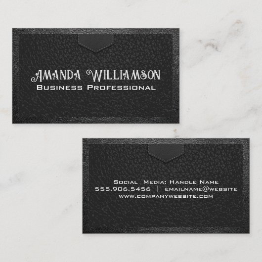 Ledertextiel | Stitched Visitekaartje (Voorkant / Achterkant)