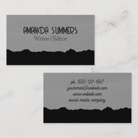 Ledertextiel | Torn-effect Visitekaartje (Voorkant / Achterkant)