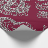 Ledertextiel uit zilverdragons cadeaupapier (Hoek)