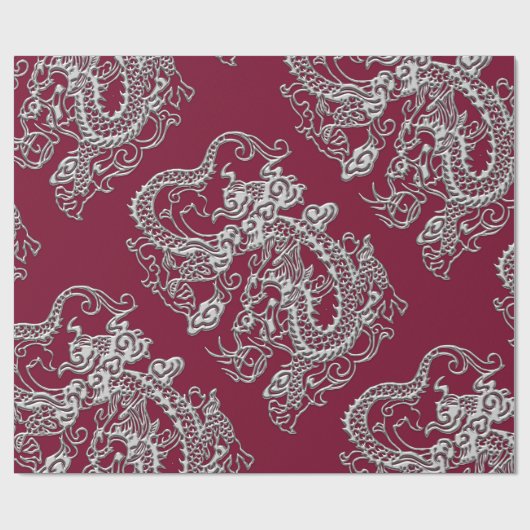 Ledertextiel uit zilverdragons cadeaupapier (Vlak)