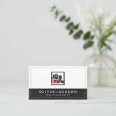 Ledervormig lux Gold Border Realtor Visitekaartje (Staand voorkant)
