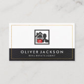 Ledervormig lux Gold Border Realtor Visitekaartje (Voorkant)