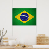Lederwand onder Braziliaanse vlag Poster (Keuken)