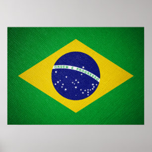 Lederwand onder Braziliaanse vlag Poster