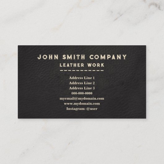 Lederwerker Craftsman Black Visitekaartje (Achterkant)