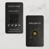 Lederzwart — Visitekaartje voor sociale media QR-c (Voorkant / Achterkant)