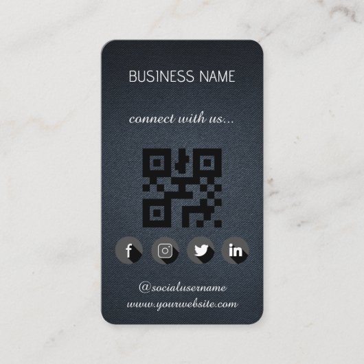 Lederzwart — Visitekaartje voor sociale media QR-c (Voorkant)