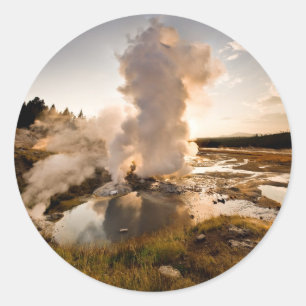 Ledge Geyser, Norris Geyser Basin Ronde Sticker