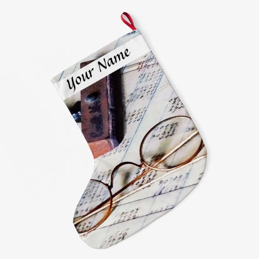 Ledger met eierlassen en rubberstempel grote kerstsok (Achterkant (Hangend))