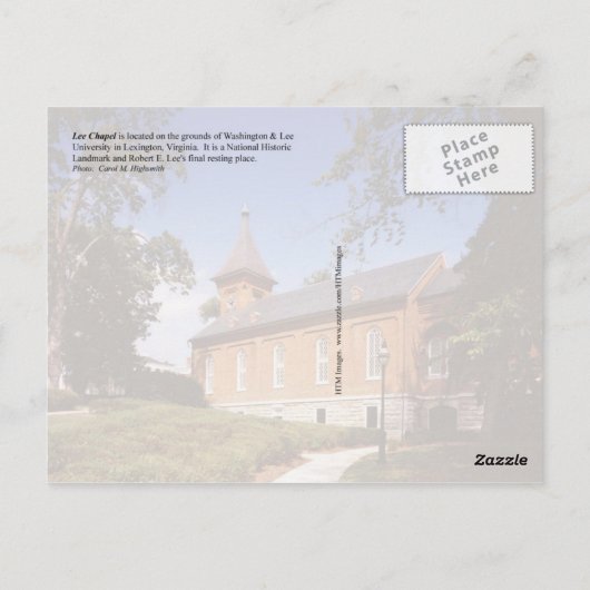 Lee Chapel, Robert E. Lee's finale rustplaats Briefkaart (Achterkant)