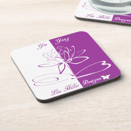 Lee Hiller Design Logo accenten wit violet Bier Onderzetter (Linkerzijde)