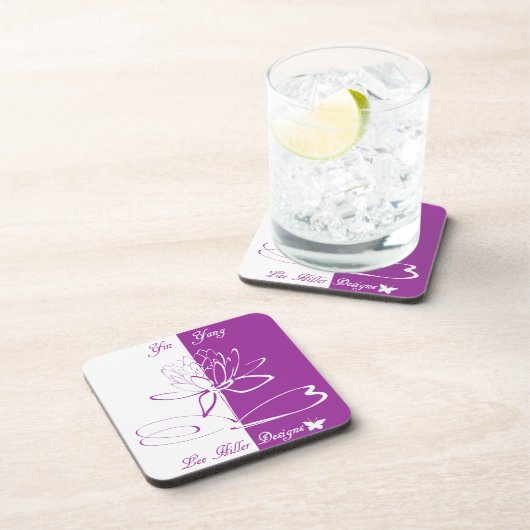 Lee Hiller Design Logo accenten wit violet Bier Onderzetter (Rechterzijde)