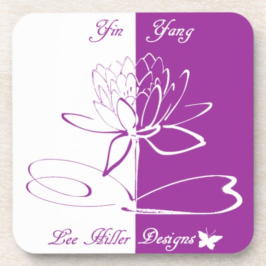 Lee Hiller Design Logo accenten wit violet Bier Onderzetter (Voorkant)