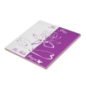 Lee Hiller Design Logo accenten wit violet Tegeltje (Zijkant)