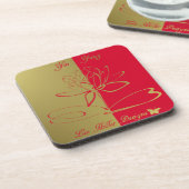 Lee Hiller Design Logo Accents Gold Red Bier Onderzetter (Linkerzijde)