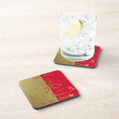 Lee Hiller Design Logo Accents Gold Red Bier Onderzetter (Rechterzijde)