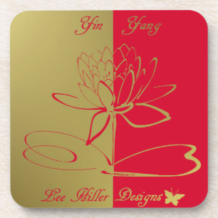 Lee Hiller Design Logo Accents Gold Red Bier Onderzetter