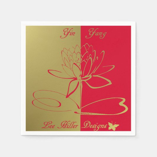 Lee Hiller Design Logo Accents Gold Red Servet (Voorkant)