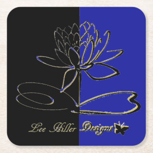 Lee Hiller Designs Accenten Zwart Goud Blauw Kartonnen Onderzetters