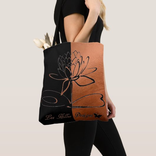 Lee Hiller Designs Accenten Zwart Koper Tote Bag (Dichtbij)