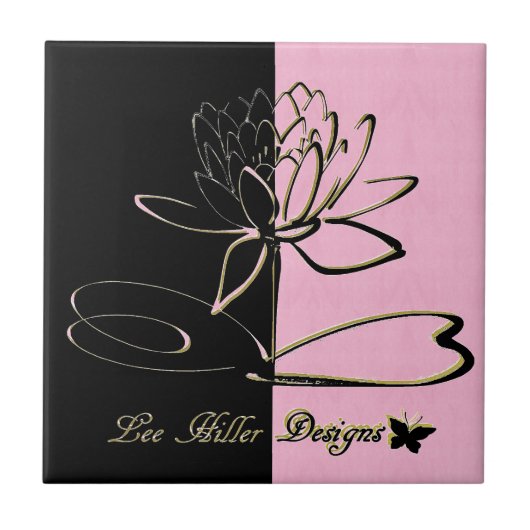 Lee Hiller Designs Accents Black Pink Gold Tegeltje (Voorkant)