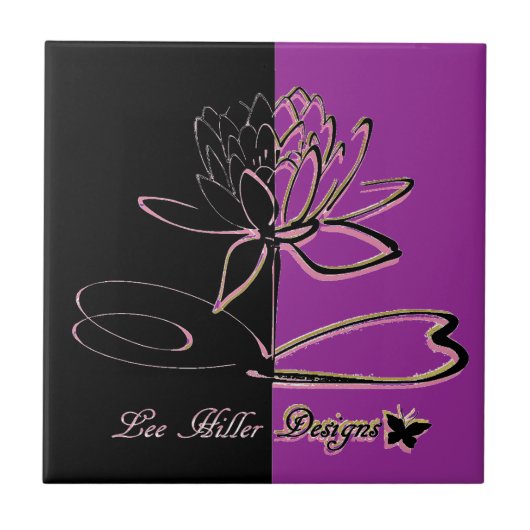 Lee Hiller Designs Accents Black Violet Gold Tegeltje (Voorkant)