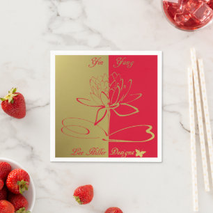 Lee Hiller Designs Logo Accenten Goud Rood Servet