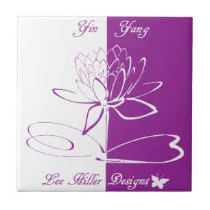 Lee Hiller Designs Logo Accenten Wit Paars Tegeltje