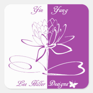 Lee Hiller Designs Logo Accenten Wit Paars Vierkante Sticker