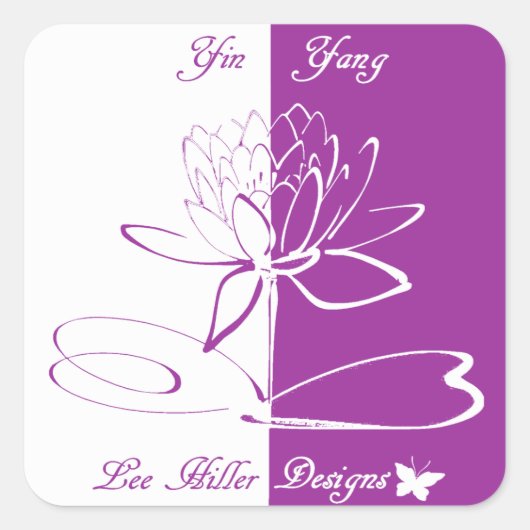 Lee Hiller Designs Logo Accenten Wit Paars Vierkante Sticker (Voorkant)