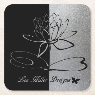 Lee Hiller Designs Logo Accenten Zwart & RVS Kartonnen Onderzetters