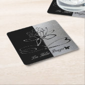 Lee Hiller Designs Logo Accents Black & Stainless Kartonnen Onderzetters (Schuin)