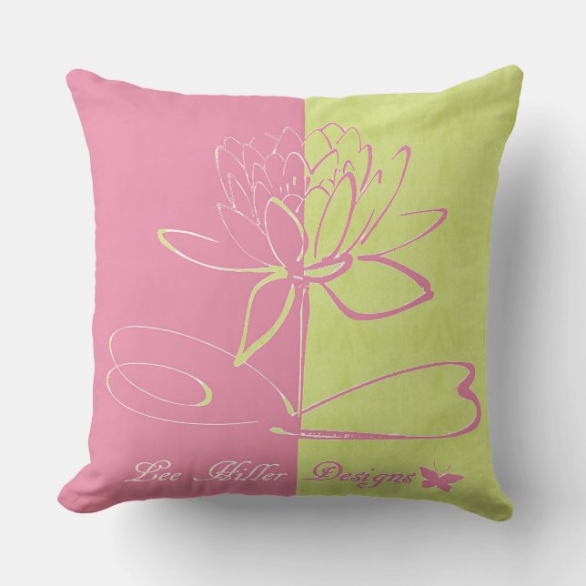 Lee Hiller Designs Logo Accents Pink Green  Kussen (Voorkant)
