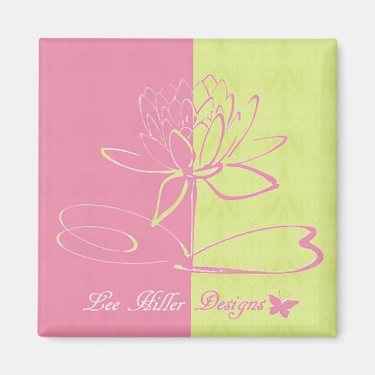 Lee Hiller Designs Logo Accents Pink Green  Magneet (Voorkant)