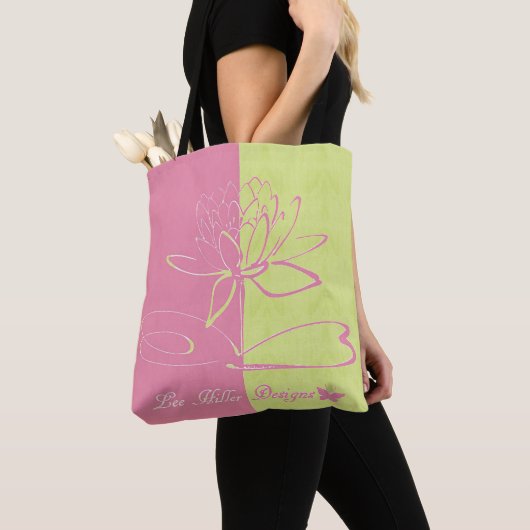 Lee Hiller Designs Logo Accents Pink Green  Tote Bag (Dichtbij)