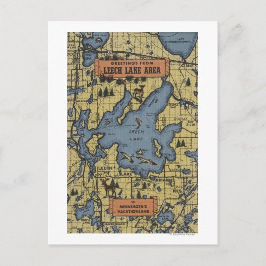 Leech Lake Area, Minnesota - Large Letter Scenes Briefkaart (Voorkant)