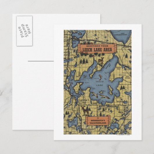 Leech Lake Area, Minnesota - Large Letter Scenes Briefkaart (Voorkant / Achterkant)