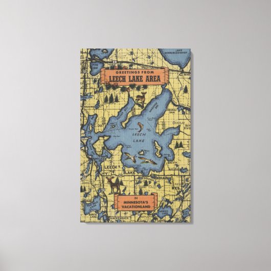Leech Lake Area, Minnesota - Large Letter Scenes Canvas Afdruk (Voorkant)