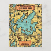 Leech Lake Minnesota Kaart Ansichtkaart (Voorkant)