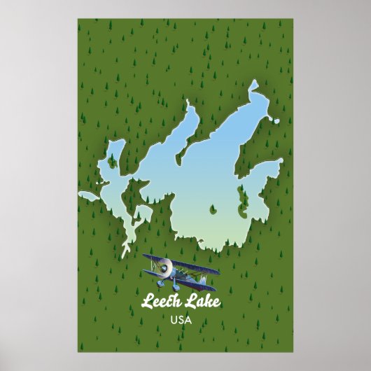 Leech lake Reisplattegrond Poster (Voorkant)
