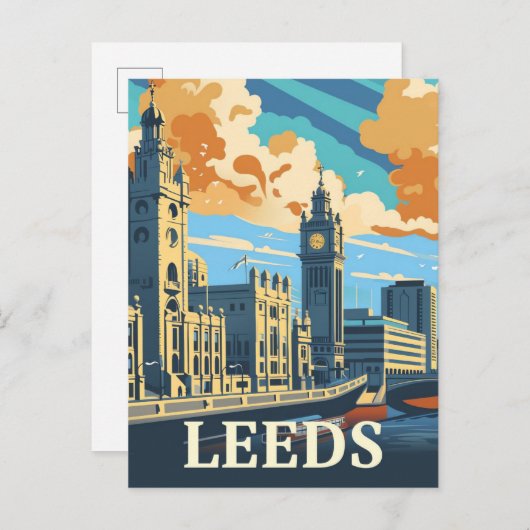 Leeds Engeland Vintage Retro Reizen Illustratie Briefkaart (Voorkant / Achterkant)