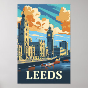 Leeds Engeland Vintage Retro Reizen Illustratie Poster