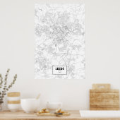 Leeds, Engeland (zwart op wit) Poster (Keuken)
