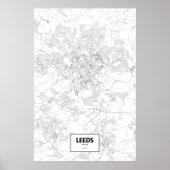 Leeds, Engeland (zwart op wit) Poster (Voorkant)