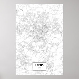 Leeds, Engeland (zwart op wit) Poster