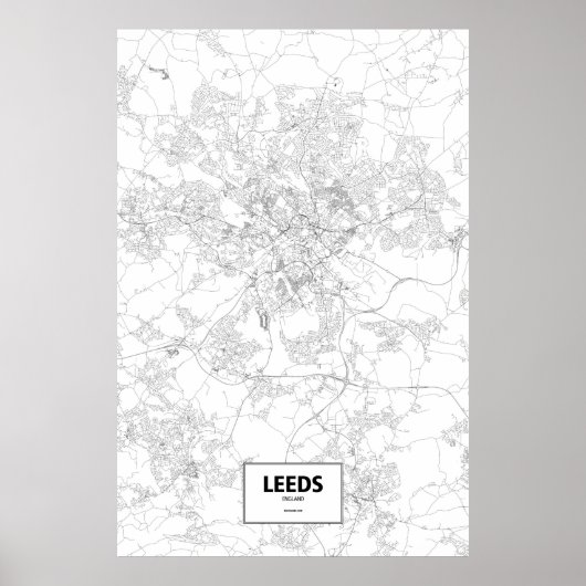 Leeds, Engeland (zwart op wit) Poster (Voorkant)